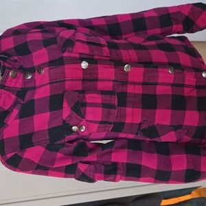 Pink and black plaid shacket